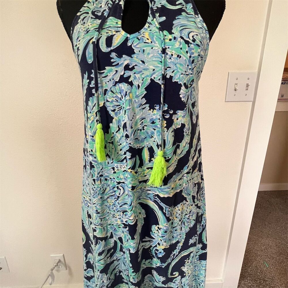 Lilly Pulitzer XS  Dress Blue High Tide Scuba Doo Sleeveless​​
